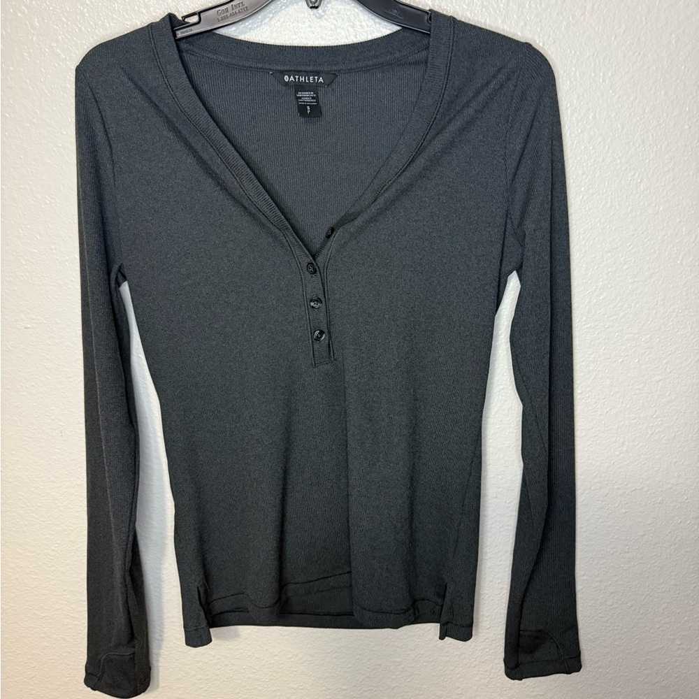 Athleta Uptempo Ribbed Henley Top